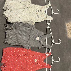 Set of three shortalls in size 24 months. All 3 are Carters Brand